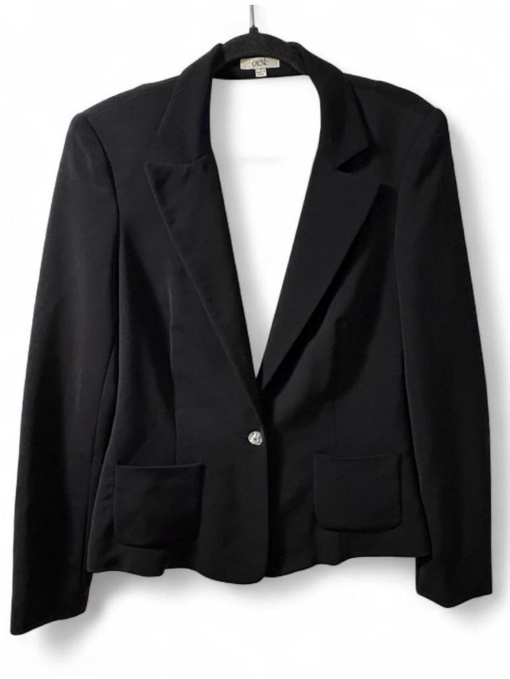 Cache Black Single-Button Open Back Notch Lapel Blazer